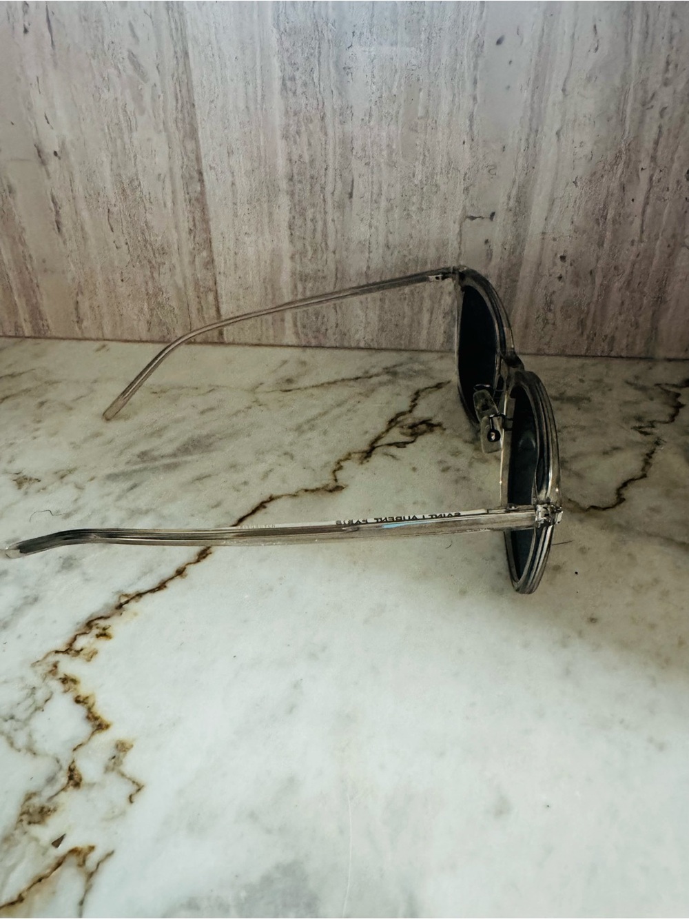 Saint Laurent Clear Frame Sunglasses with Silver Mirrored Lenses - Picture 7 of 14